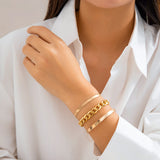 3 Layered Chain Bangle Bracelets Set for Women Hand Accessories Jewelry