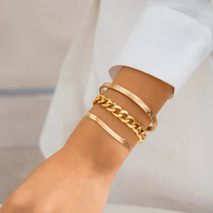 3 Layered Chain Bangle Bracelets Set for Women Hand Accessories Jewelry