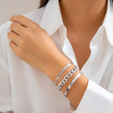 3 Layered Chain Bangle Bracelets Set for Women Hand Accessories Jewelry