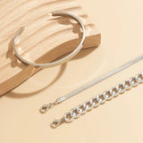 3 Layered Chain Bangle Bracelets Set for Women Hand Accessories Jewelry