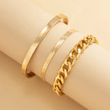3 Layered Chain Bangle Bracelets Set for Women Hand Accessories Jewelry