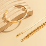 3 Layered Chain Bangle Bracelets Set for Women Hand Accessories Jewelry