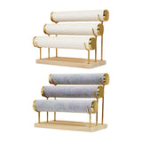 3-Layer Bracelet Display Stand Jewelry Tree Wood Base Organizer