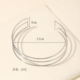 3-Layer Silver Metal Torques Choker Necklace for Women
