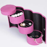 3 Layers Jewelry Boxes Display Cylinder Organizer Flannel Round Portable