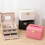 Leather Jewelry Organizer Double Drawer Earring Ring Bracelet Holder