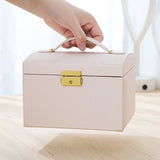 Leather Jewelry Organizer Double Drawer Earring Ring Bracelet Holder