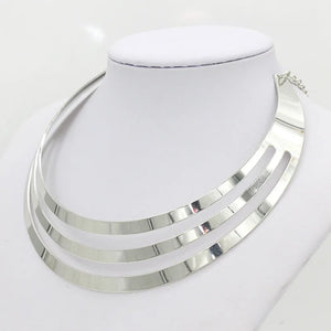 3-Layer Silver Plated Golden Punk Necklace for Women