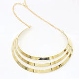 3-Layer Silver Plated Golden Punk Necklace for Women