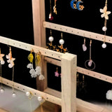 3-Layer Retro Earrings Storage Rack Solid Wood Stand
