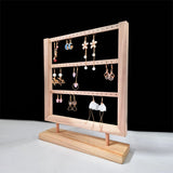 3-Layer Retro Earrings Storage Rack Solid Wood Stand
