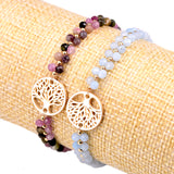 Natural Aquamarine Tree Of Life Charm Bracelet for Women