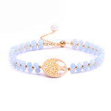 Natural Aquamarine Tree Of Life Charm Bracelet for Women
