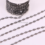 3M ZYZ177-8951 CZ Round Faceted Bead Rosary Chain Metal Wire Wrapped Links