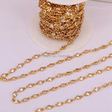 3M ZYZ177-8951 CZ Round Faceted Bead Rosary Chain Metal Wire Wrapped Links
