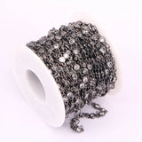 3M ZYZ177-8951 CZ Round Faceted Bead Rosary Chain Metal Wire Wrapped Links