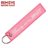 Beauty and Beast Motorcycle Keychain Pink Key Chians