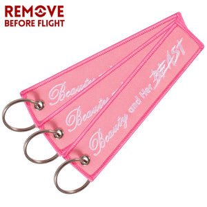 Beauty and Beast Motorcycle Keychain Pink Key Chians