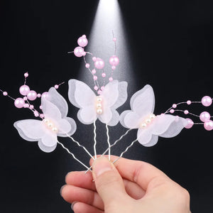 3 PCS Simulated Pearl Women's Hairpin Tiara U-Shaped Headdress