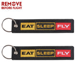 Embroidery Eat Sleep Fly Keychains Remove Before Flight Pilot Key Chain
