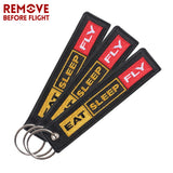 Embroidery Eat Sleep Fly Keychains Remove Before Flight Pilot Key Chain