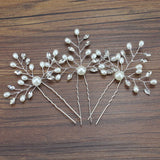 3 PCS Silver Wedding Hairpins Pearl & Crystal Bridal Hair Pin Women Bridesmaid