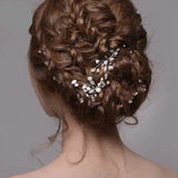 3 PCS Silver Wedding Hairpins Pearl & Crystal Bridal Hair Pin Women Bridesmaid