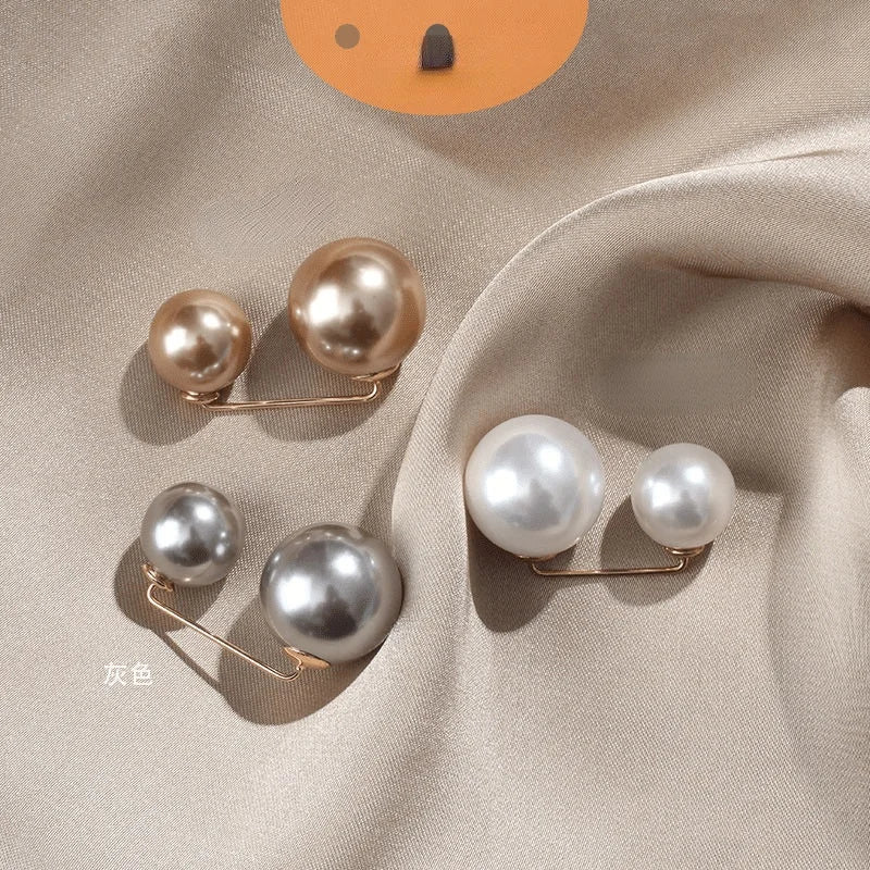 3 PCS Pearls Brooches Dress Skirt Waist Pin Anti-exhaust Button Brooch Women