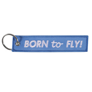 Embroidery BORN TO FLY Key Ring Chain for Aviation Luggage Tags