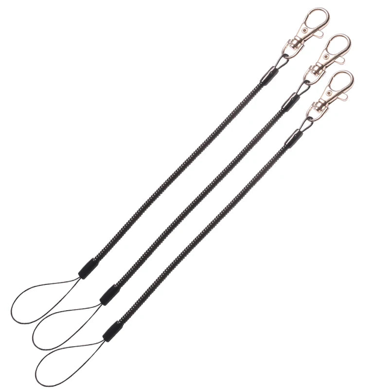 3 PCS Plastic Elastic Keychain Ring Fishing Coil Stretch Lanyard