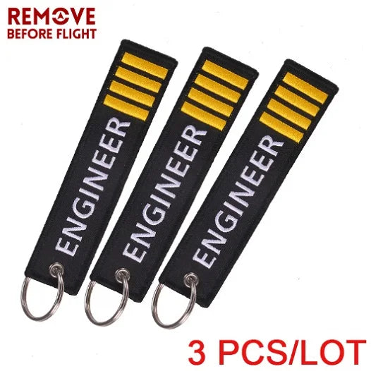 3 PCS Remove Before Flight Engineer Key Chain Embroidery Aviation Gift Keyring