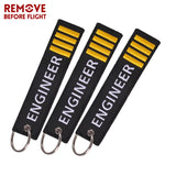 3 PCS Remove Before Flight Engineer Key Chain Embroidery Aviation Gift Keyring
