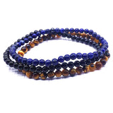 3 PCS/Set 4mm Stone Bead Bracelet Yellow Tiger Eyes Stone Lapis