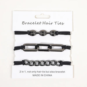3 PCS Beige Elastic Hair Ties Wrist Chains Hair Accessories