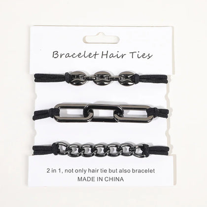 3 PCS Beige Elastic Hair Ties Wrist Chains Hair Accessories