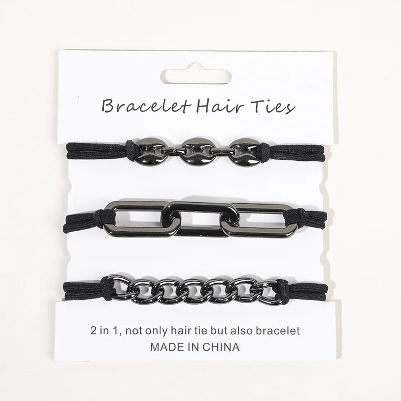 3 PCS Beige Elastic Hair Ties Wrist Chains Hair Accessories