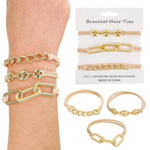 3 PCS Beige Elastic Hair Ties Wrist Chains Hair Accessories