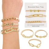 3 PCS Beige Elastic Hair Ties Wrist Chains Hair Accessories