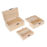 3 Pack Unpainted Wooden Chest Jewelry Box for DIY Crafts Home Decor