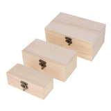 3 Pack Unpainted Wooden Chest Jewelry Box for DIY Crafts Home Decor
