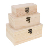 3 Pack Unpainted Wooden Chest Jewelry Box for DIY Crafts Home Decor