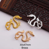3 Pairs Brass Vivid Dragon Ornament 3D Chinese Dragon Metal Filigrees