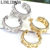 CZ Star Hoop Earrings Cubic Zirconia Round Jewelry Party