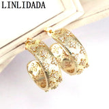 CZ Star Hoop Earrings Cubic Zirconia Round Jewelry Party