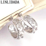 CZ Star Hoop Earrings Cubic Zirconia Round Jewelry Party