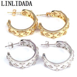 CZ Star Hoop Earrings Cubic Zirconia Round Jewelry Party
