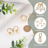 3 Pairs Golden Natural Pearl Beaded Hoop Earrings for Women Wedding Jewelry