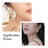 3 Pairs Golden Natural Pearl Beaded Hoop Earrings for Women Wedding Jewelry