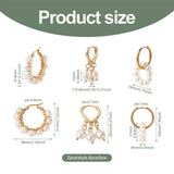 3 Pairs Golden Natural Pearl Beaded Hoop Earrings for Women Wedding Jewelry