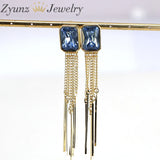 Green Rose Zircon Tassel Drop Earrings Party Jewelry
